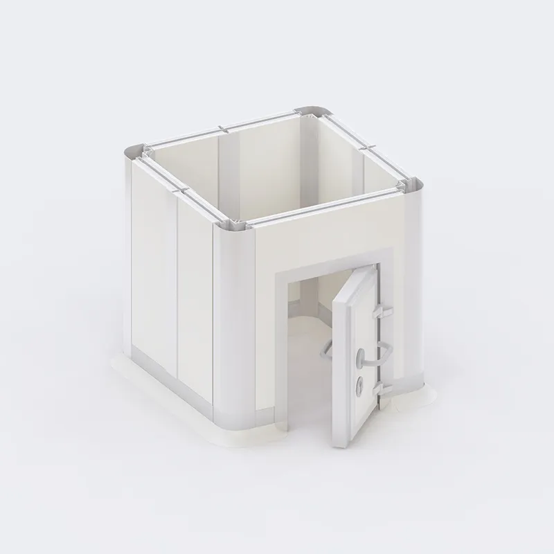 Clean Room Demountable Partition Wall – Cross-section detail showing HPL cladding, aluminum frame, and gasketed joint