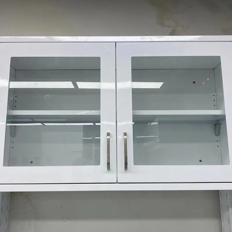 laboratory cabinet installed within a modular cleanroom environment showing alignment with cleanroom partition and ceiling grid system